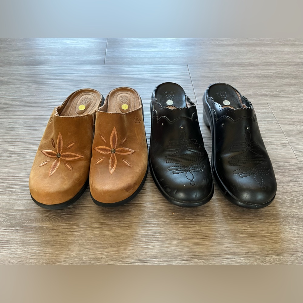 2 pairs of Ariat Clogs